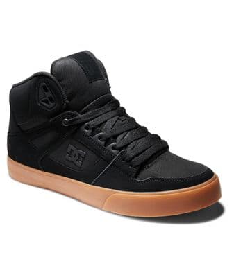 DC SHOES MENS PURE HIGH TOPS.NEW BLACK LEATHER HI LACE UP SKATE SHOES BOOTS W26