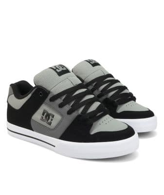 DC SHOES MENS PURE TRAINERS.NEW BOX LEATHER LACE UP BLACK GREY SKATE SHOES S26
