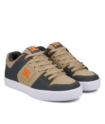 DC SHOES MENS PURE TRAINERS.NEW BOXED LEATHER LACE UP GREY TAN SKATE SHOES W25