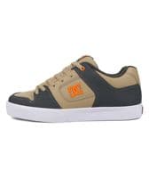 DC SHOES MENS PURE TRAINERS.NEW BOXED LEATHER LACE UP GREY TAN SKATE SHOES W25