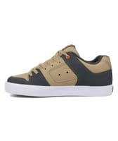 DC SHOES MENS PURE TRAINERS.NEW BOXED LEATHER LACE UP GREY TAN SKATE SHOES W25