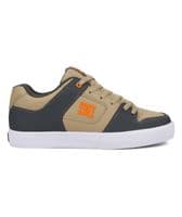 DC SHOES MENS PURE TRAINERS.NEW BOXED LEATHER LACE UP GREY TAN SKATE SHOES W25