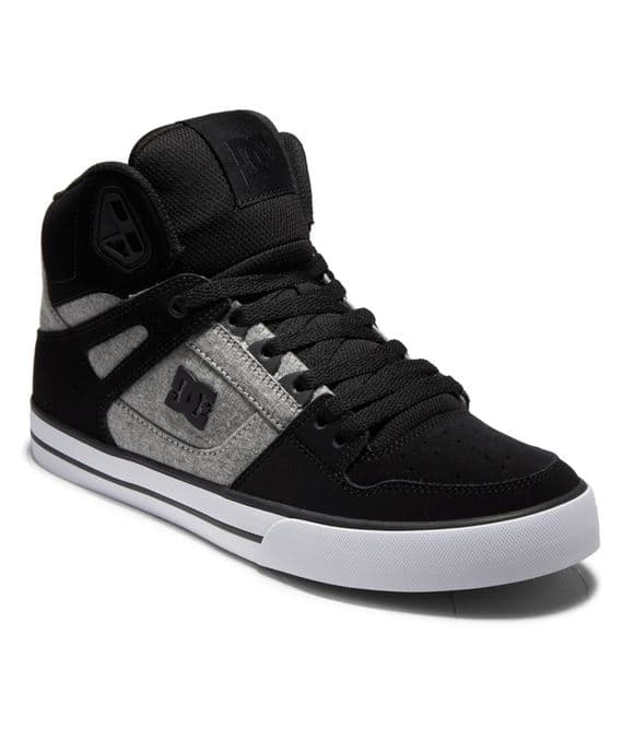 DC SHOES MENS PURE WC HIGH TOPS.NEW BOXED LEATHER HI BLACK GREY SHOES BOOTS S26