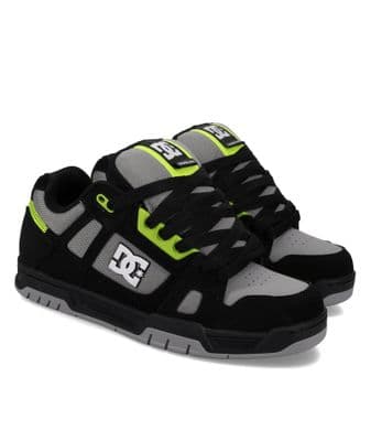 DC SHOES MENS STAG TRAINERS.NEW BOXED LEATHER BLACK GREY SKATE LACE UP SHOES S26