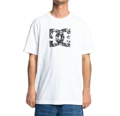 DC SHOES MENS T SHIRT.STAR SKULLY BACKPRINT WHITE COTTON SHORT SLEEVED TOP  S25