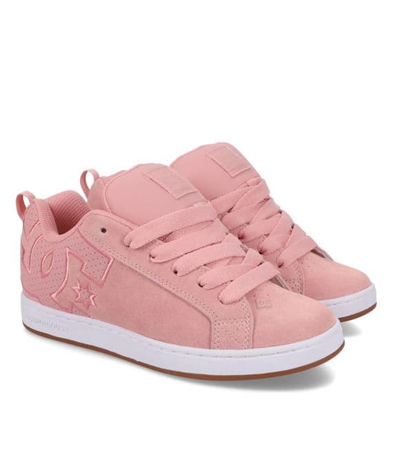 DC SHOES WOMENS COURT GRAFFIK TRAINERS.NEW SUEDE LEATHER PINK SKATE SHOES S25