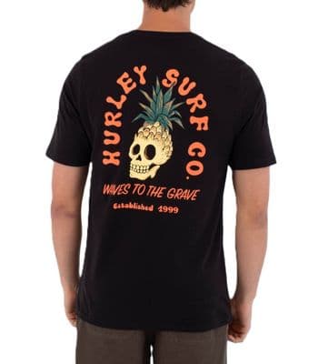 HURLEY MENS T SHIRT.NEW BERJIM BACK PRINT BLACK BCI COTTON SHORT SLEEVED TEE S26