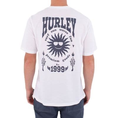 HURLEY MENS T SHIRT.NEW FOMO BACK PRINT WHITE BCI COTTON SHORT SLEEVED TEE S26