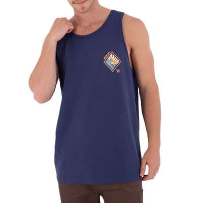 HURLEY MENS TANK TOP .NEW DISQUES BACK PRINT NAVY GRAPHIC BCI COTTON VEST S26