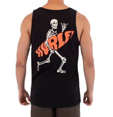 HURLEY MENS TANK TOP .NEW FLAMENGUE BACK PRINT BLACK GRAPHIC BCI COTTON VEST S26