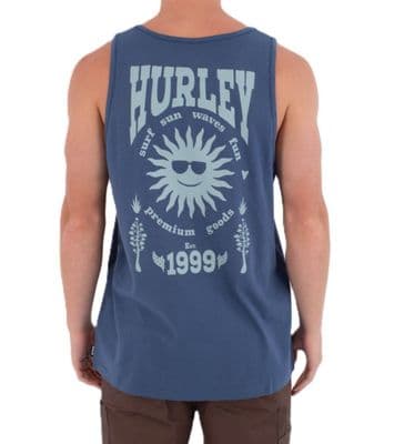 HURLEY MENS TANK TOP .NEW FOMO BACK PRINT NAVY GRAPHIC BCI COTTON VEST S26