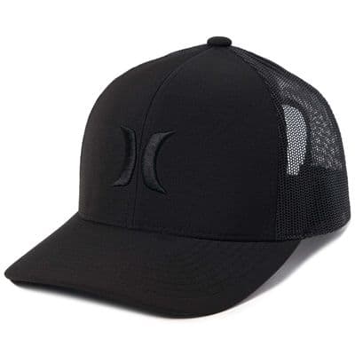 HURLEY MESH TRUCKER CAP.NEW DEL MAR BLACK TONAL LOGO SNAPBACK BASEBALL HAT S26
