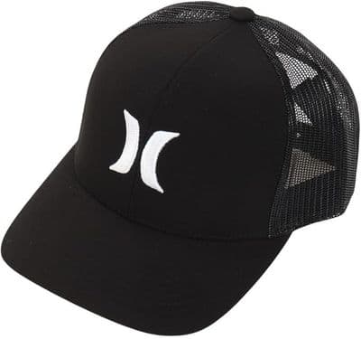 HURLEY MESH TRUCKER CAP.NEW DEL MAR BLACK WHITE LOGO SNAPBACK BASEBALL HAT S26