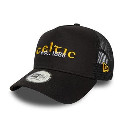 NEW ERA CELTIC FC TRUCKER CAP.9FORTY BLACK WORDMARK E FRAME FOOTBALL  HAT S25