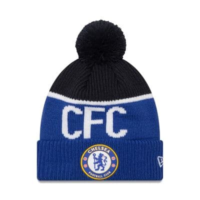 NEW ERA CHELSEA FC SPORT WOOLLY HAT.BLUES LION CREST BOBBLE FOOTBALL BEANIE W24