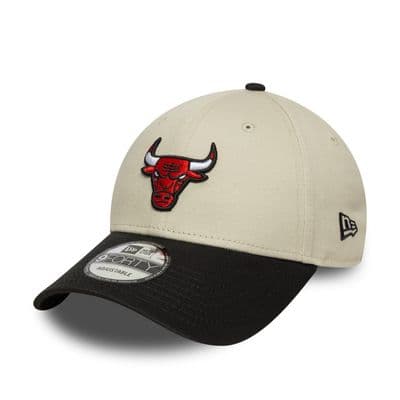 NEW ERA CHICAGO BULLS BASEBALL CAP.9FORTY NBA COLOUR BLOCK BLACK CREAM HAT W25