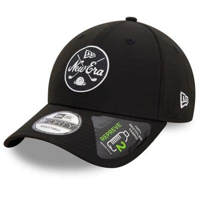 NEW ERA GOLF BASEBALL CAP.9FORTY MONO REPREVE HERITAGE BLACK ADJUSTABLE HAT S25