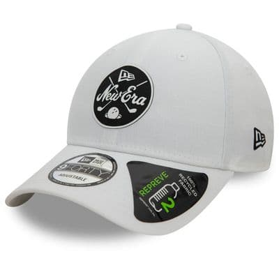 NEW ERA GOLF BASEBALL CAP.9FORTY MONO REPREVE HERITAGE WHITE ADJUSTABLE HAT S25