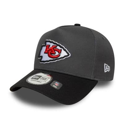 NEW ERA KANSAS CITY CHIEFS BASEBALL CAP.9FORTY E FRAME BLACK GREY SNAP HAT W25