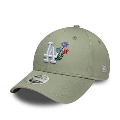 NEW ERA LA DODGERS WOMENS BASEBALL CAP.9FORTY FLORAL GREEN LOS ANGELES HAT S26