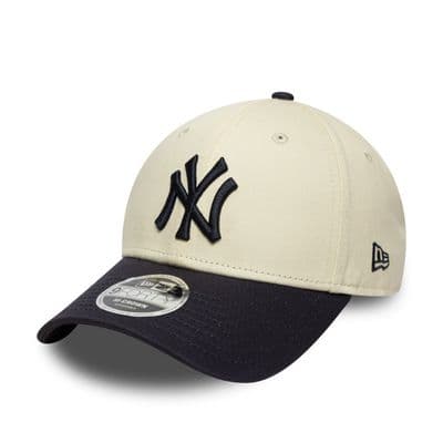 NEW ERA NEW YORK YANKEES BASEBALL CAP.9FORTY M CROWN BEIGE NAVY SNAPBACK HAT S26