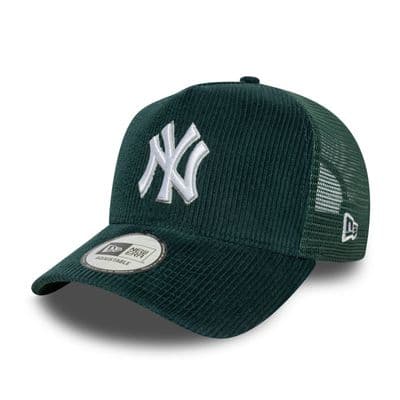 NEW ERA NEW YORK YANKEES CORD TRUCKER CAP.CORDUROY GREEN SNAP BASEBALL HAT W25
