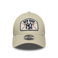 NEW ERA NEW YORK YANKEES TRUCKER CAP.9FORTY M CROWN PATCH CREAM BASEBALL HAT W26
