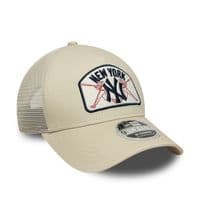 NEW ERA NEW YORK YANKEES TRUCKER CAP.9FORTY M CROWN PATCH CREAM BASEBALL HAT W26