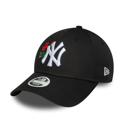 NEW ERA NEW YORK YANKEES WOMENS BASEBALL CAP.9FORTY ROSE FLORAL BLACK HAT W25