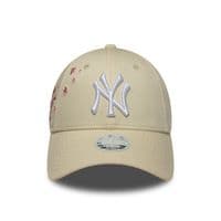 NEW ERA NEW YORK YANKEES WOMENS FLORAL BASEBALL CAP.9FORTY IVORY STONE HAT W26