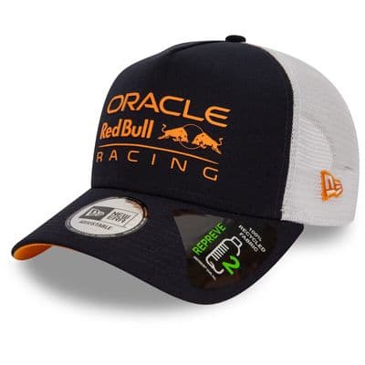 NEW ERA RED BULL TRUCKER CAP.ORACLE F1 9FORTY REPREVE NAVY RACE BASEBALL HAT S24