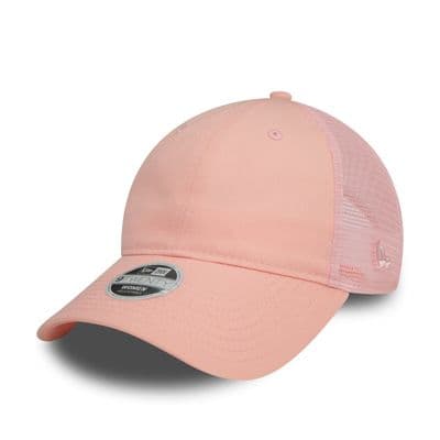 NEW ERA WOMENS 9TWENTY TRUCKER CAP.PINK POLY COTTON BASEBALL STRAPBACK HAT S24