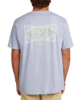 O'NEILL MENS T SHIRT. BOX LOGO BACK PRINT BLUE COTTON SHORT SLEEVE TOP TEE S26