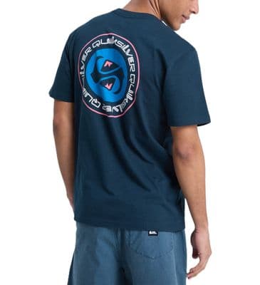 QUIKSILVER MEN T SHIRT.NEW DUALITY BACK PRINT NAVY COTTON SHORT SLEEVED TOP S26