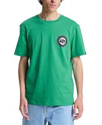 QUIKSILVER MEN T SHIRT.NEW DUALITY BACKPRINT GREEN COTTON SHORT SLEEVED TOP S26