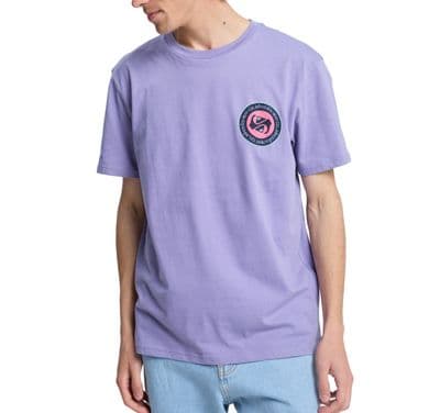 QUIKSILVER MEN T SHIRT.NEW DUALITY BACKPRINT PURPLE COTTON SHORT SLEEVED TOP S26