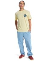 QUIKSILVER MEN T SHIRT.NEW DUALITY BACKPRINT YELLOW COTTON SHORT SLEEVED TOP S26