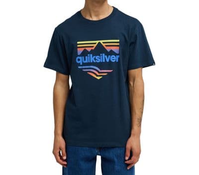 QUIKSILVER MEN T SHIRT.NEW HORIZON FADE NAVY COTTON SHORT SLEEVED TOP TEE S26