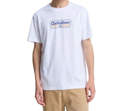 QUIKSILVER MEN T SHIRT.NEW STARTING GRID WHITE COTTON SHORT SLEEVED TOP TEE S26