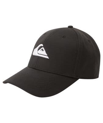 QUIKSILVER MENS BASEBALL CAP.DECADES 6 PANEL BLACK ADJUSTABLE SNAPBACK HAT S23