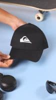 QUIKSILVER MENS BASEBALL CAP.DECADES 6 PANEL BLACK ADJUSTABLE SNAPBACK HAT W25