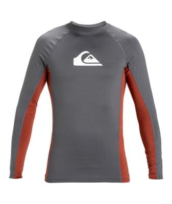 QUIKSILVER MENS RASH VEST.EVERYDAY GREY UPF50+ SURF LONG SLEEVED GUARD TOP S25