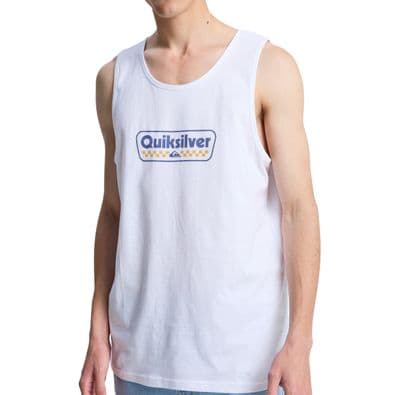 QUIKSILVER MENS STARTING GRID TANK VEST.SLEEVELESS WHITE COTTON MUSCLE TOP S26