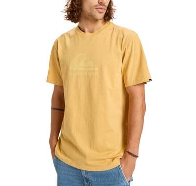 QUIKSILVER MENS T SHIRT.NEW COMP LOGO YELLOW COTTON SHORT SLEEVED TOP TEE W25