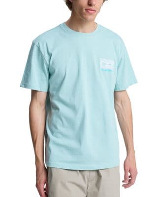 QUIKSILVER MENS T SHIRT.NEW RIPPLES BACKPRINT BLUE GREEN SHORT SLEEVED TOP S26