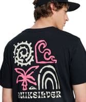 QUIKSILVER MENS T SHIRT.NEW TAP IN BACKPRINT BLACK COTTON SHORT SLEEVED TOP S26