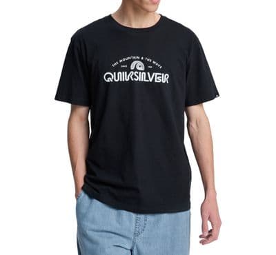 QUIKSILVER MENS T SHIRT.NEW VISTA BLACK COTTON PRINT SHORT SLEEVED TEE TOP S26