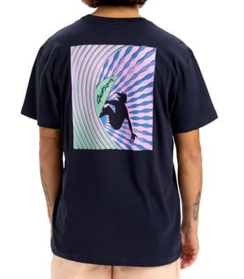 QUIKSILVER MENS T SHIRT.NEW WINDOW PANE BACKPRINT NAVY SHORT SLEEVED TOP S25
