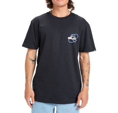 QUIKSILVER MENS T SHIRT.WAVES FESTIVAL ORGANIC COTTON BACKPRINT BLACK  TOP W25