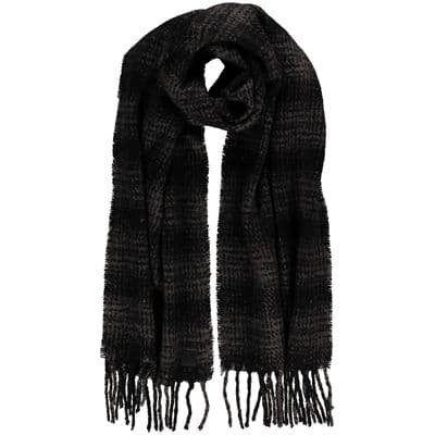 REDUCED O'NEILL WOMENS SCARF.NEW ENDLESS CHECK BLACK GREY WARM LONG FRINGED £35.